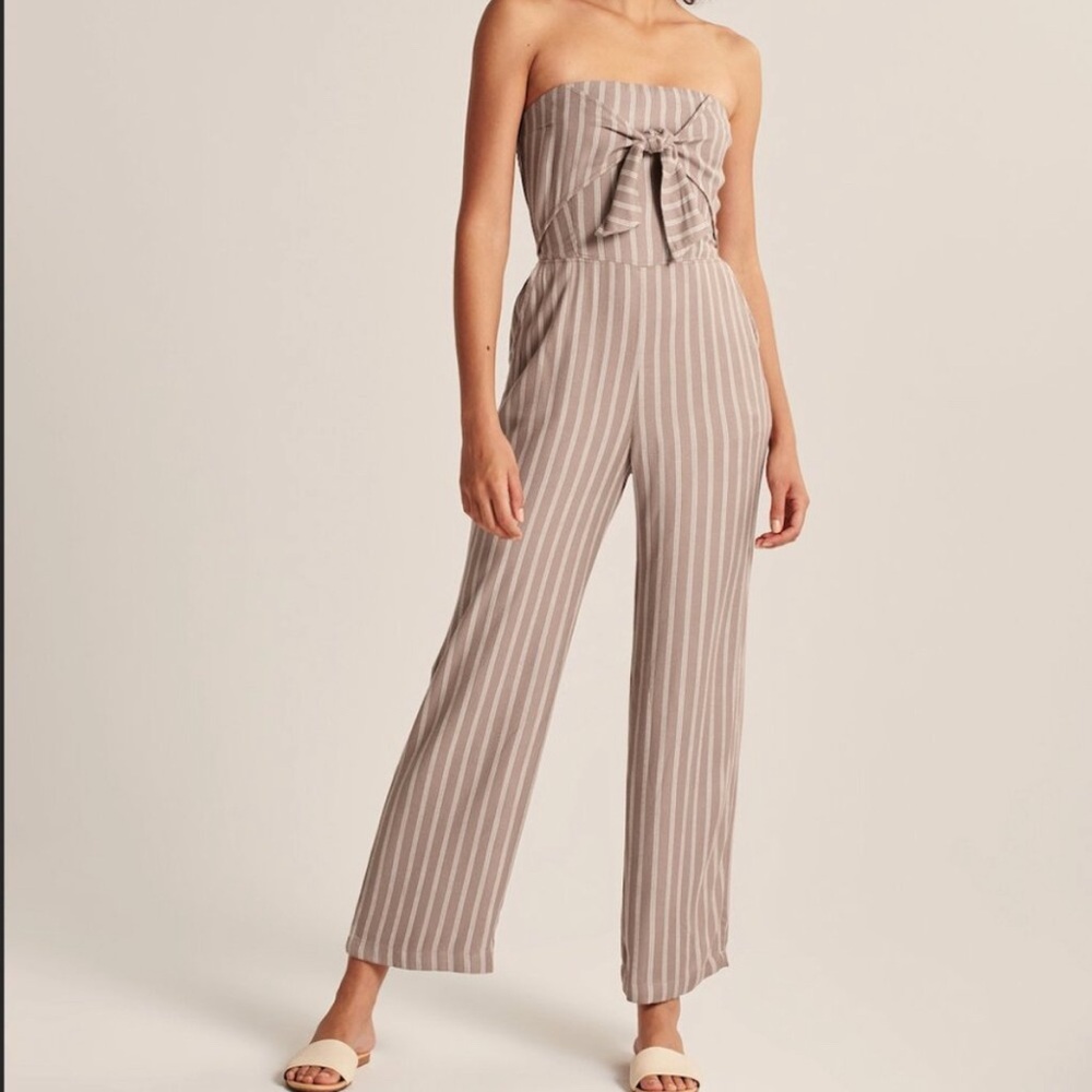 Abercrombie Striped Tie Front Jumpsuit